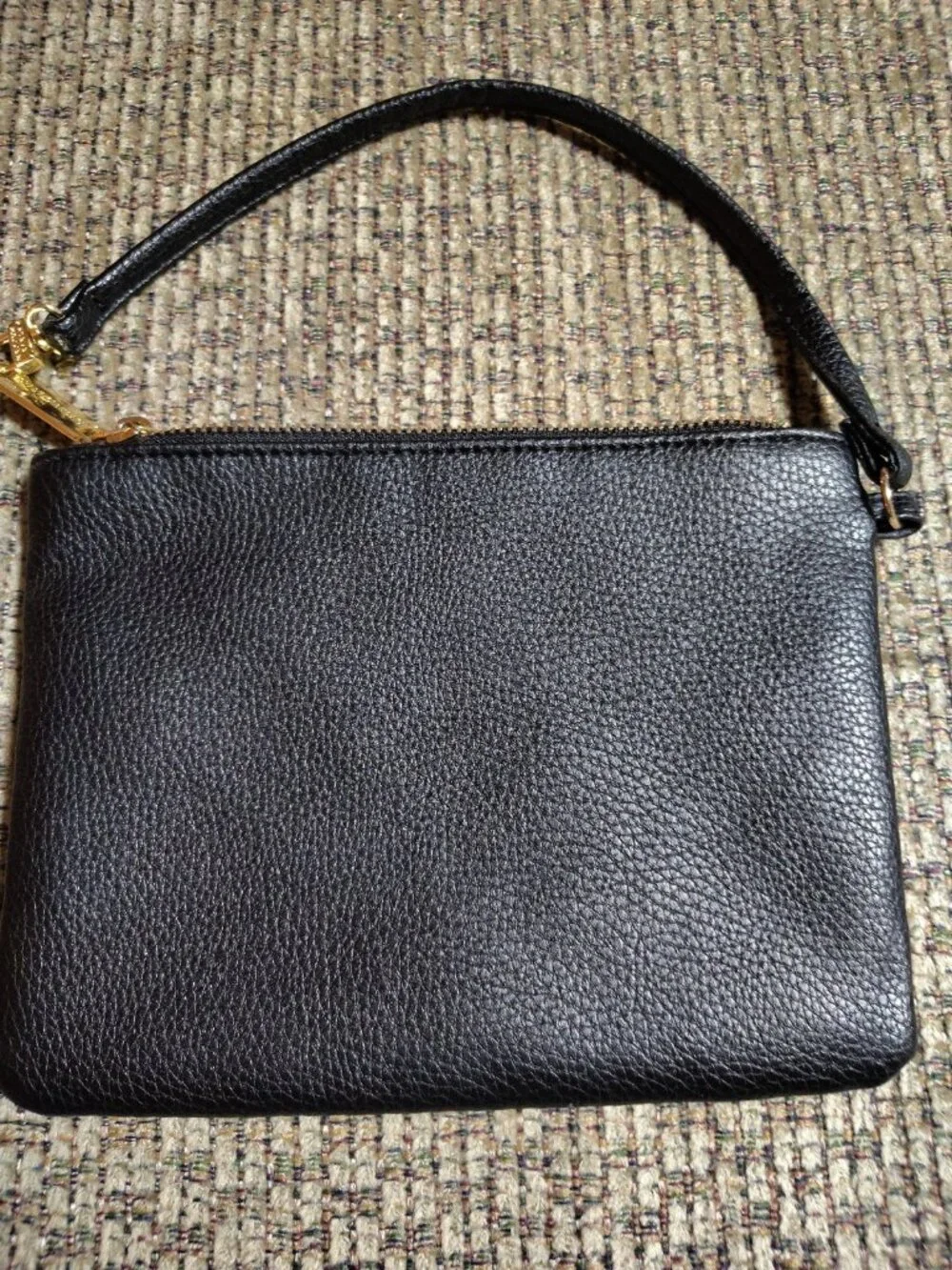 Steve Madden Black Wristlet Clutch with Gold Zipper and Wrist Strap
